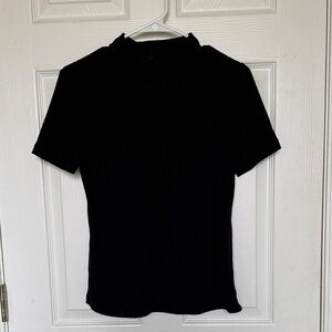 SHEIN Black Ribbed Blouse